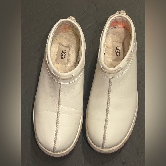 UGG Tasman leather with wool lining slip ons white unisex size 7 men 8 women - Picture 2 of 7